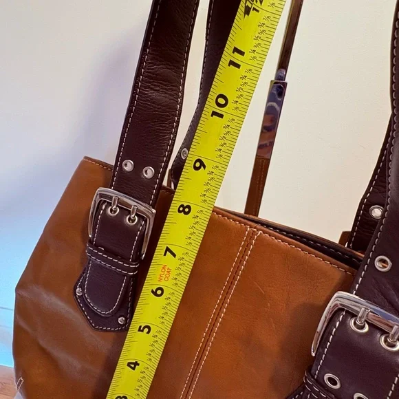 NWOT Tiganello Genuine Leather Med Brown/Dark Brown with Silver Shoulder Bag. - Picture 11 of 12